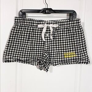 Winthrop University Embroidered Gingham Pajama Shorts Black White L
